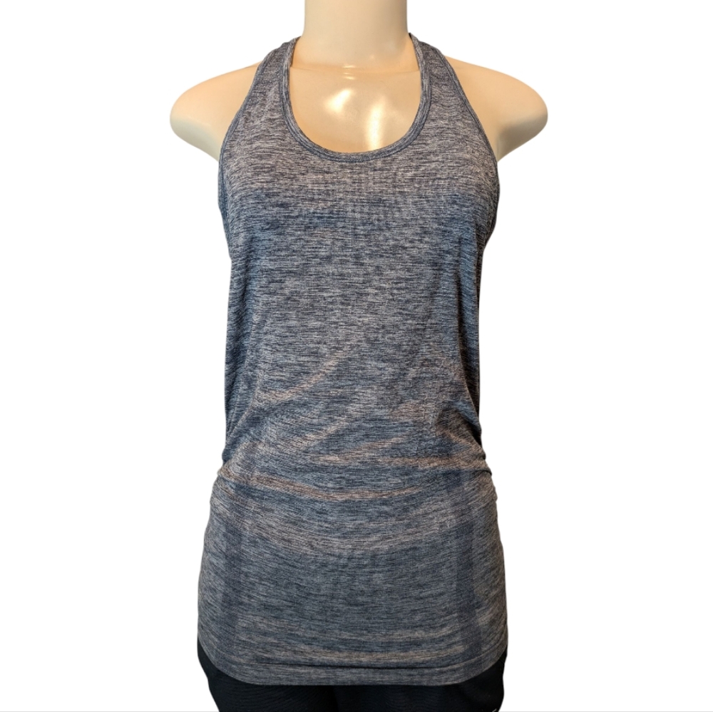 Athleta Racer Back Side Ruched Long Heather Gray Stretch Tank Top Women's Small - Picture 6 of 15